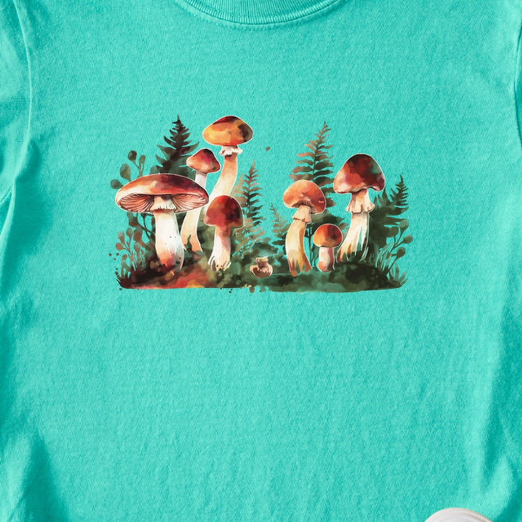 Watercolor Mushroom Patch Kids Cotton T-Shirt