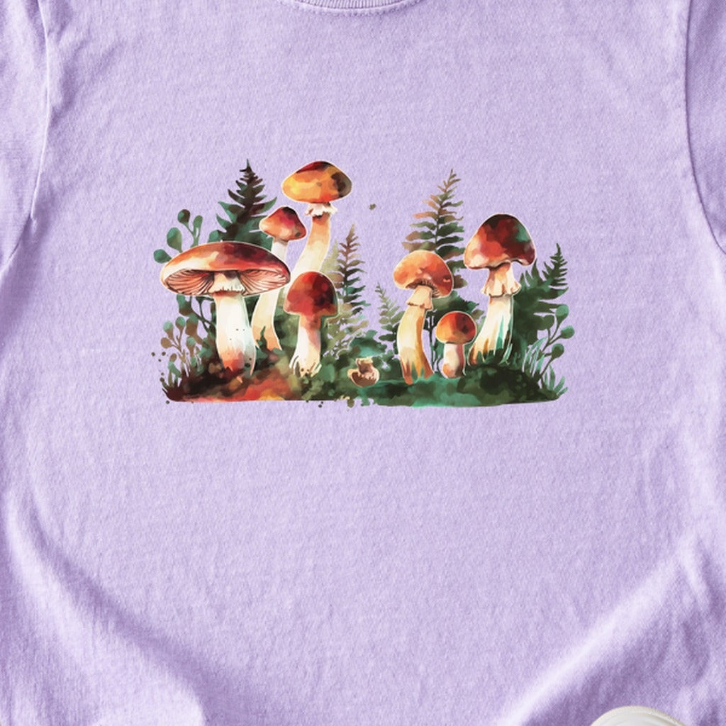 Watercolor Mushroom Patch Kids Cotton T-Shirt