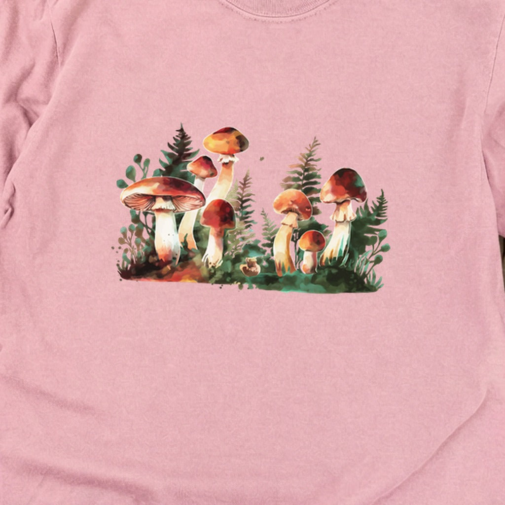 Watercolor Mushroom Patch Cotton Long Sleeve