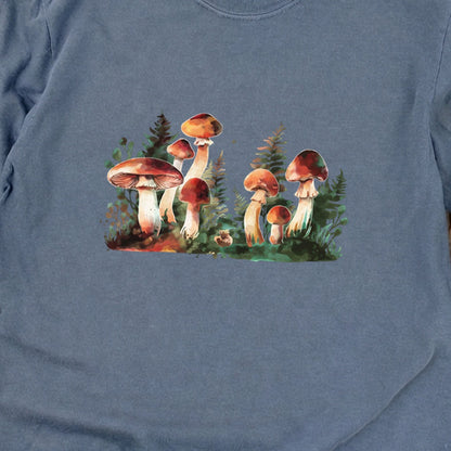 Watercolor Mushroom Patch Cotton Long Sleeve