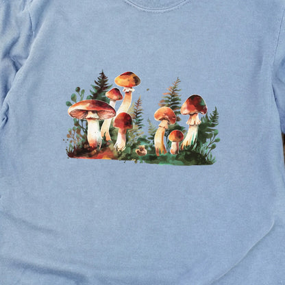 Watercolor Mushroom Patch Cotton Long Sleeve