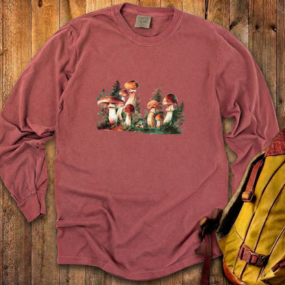 Watercolor Mushroom Patch Cotton Long Sleeve