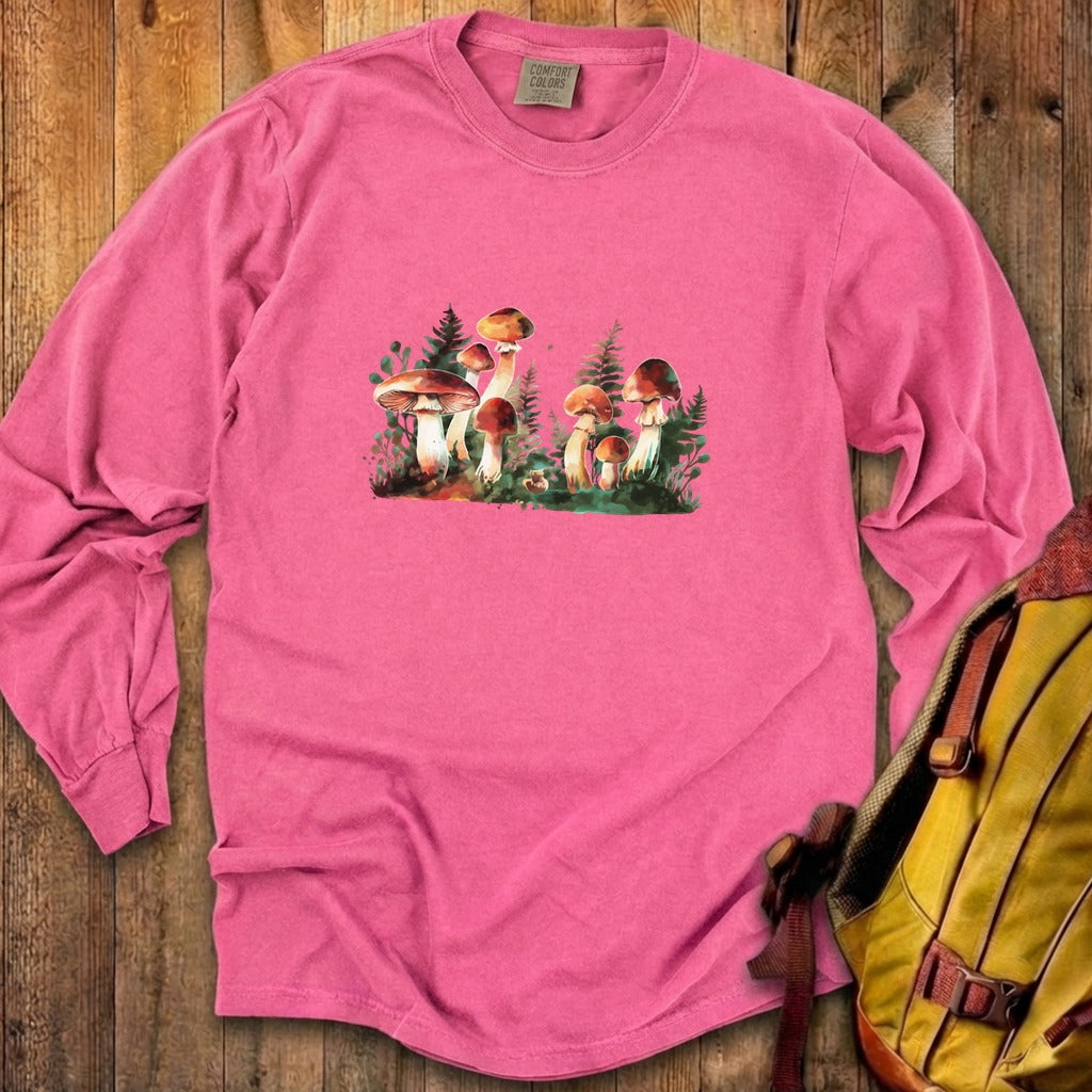 Watercolor Mushroom Patch Cotton Long Sleeve