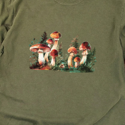 Watercolor Mushroom Patch Cotton Long Sleeve