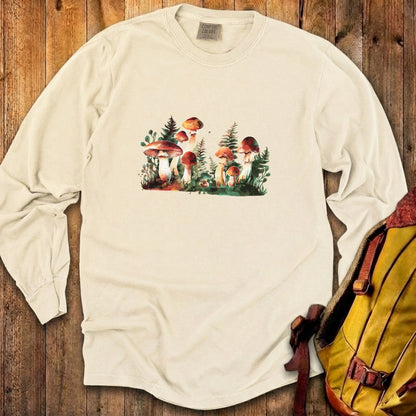 Watercolor Mushroom Patch Cotton Long Sleeve