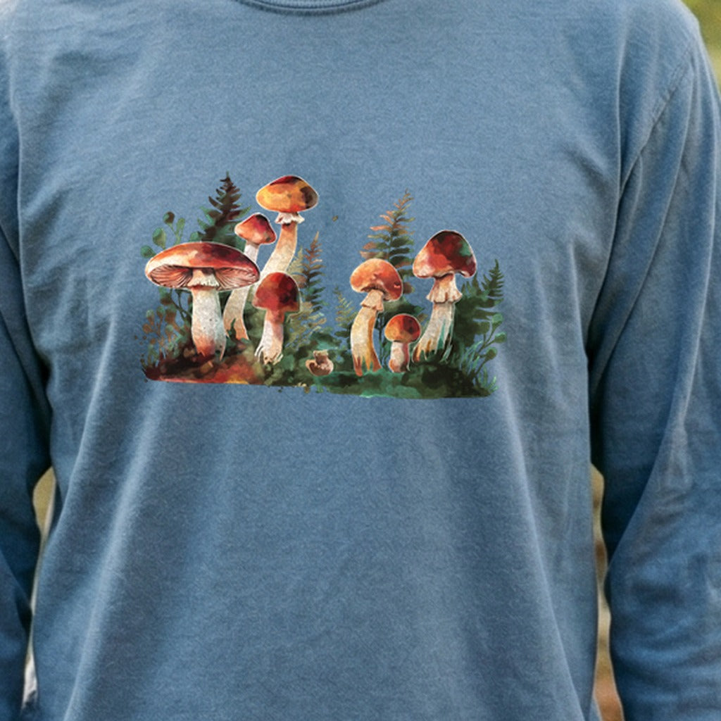 Watercolor Mushroom Patch Cotton Long Sleeve