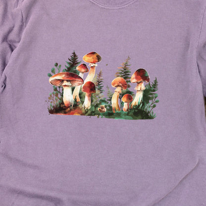 Watercolor Mushroom Patch Cotton Long Sleeve