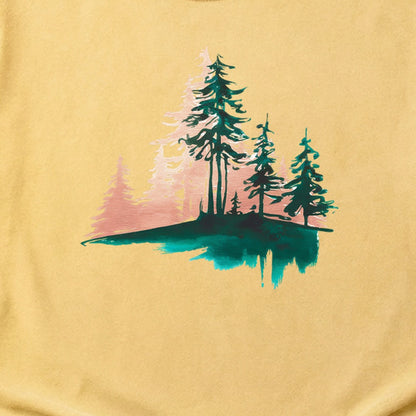 Watercolor Pine Tree Sunrise Cotton T-Shirt
