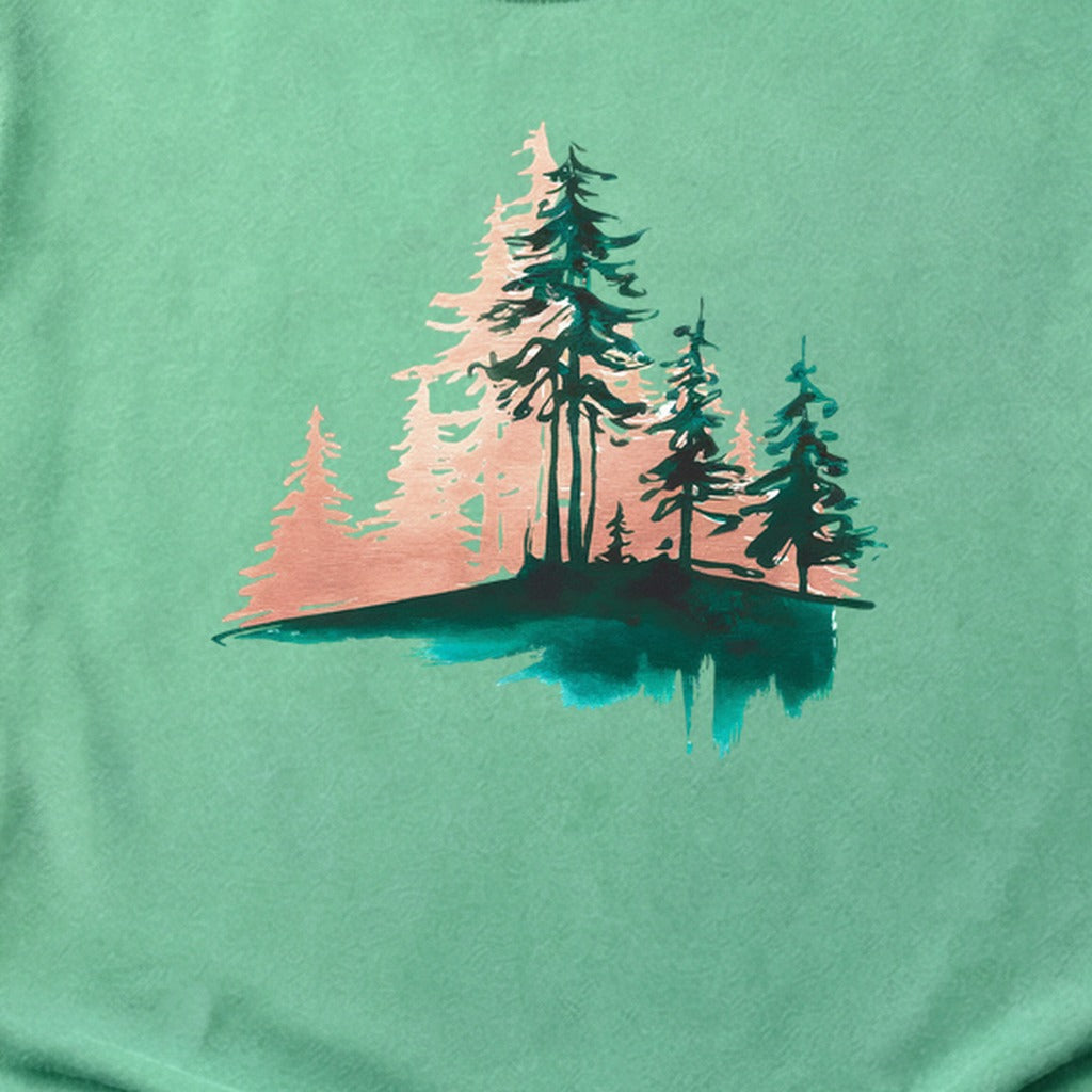 Watercolor Pine Tree Sunrise Cotton T-Shirt