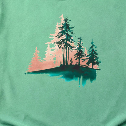 Watercolor Pine Tree Sunrise Cotton T-Shirt