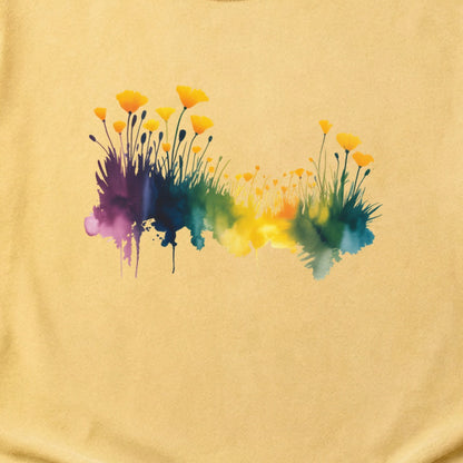 Watercolor Poppy Field Cotton T-Shirt