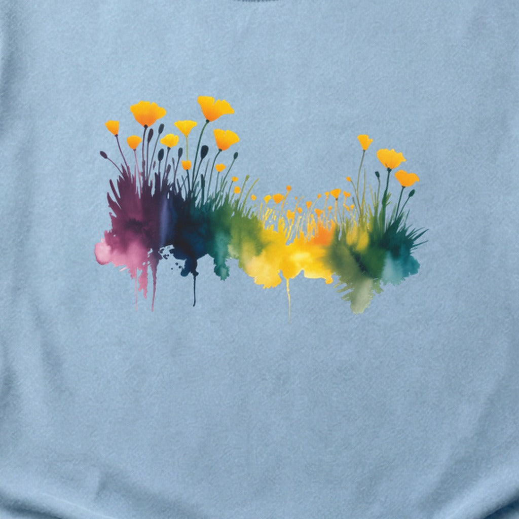 Watercolor Poppy Field Cotton T-Shirt