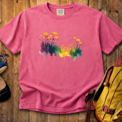Watercolor Poppy Field Cotton T-Shirt