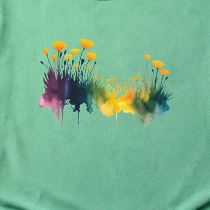 Watercolor Poppy Field Cotton T-Shirt