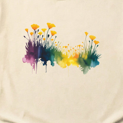 Watercolor Poppy Field Cotton T-Shirt