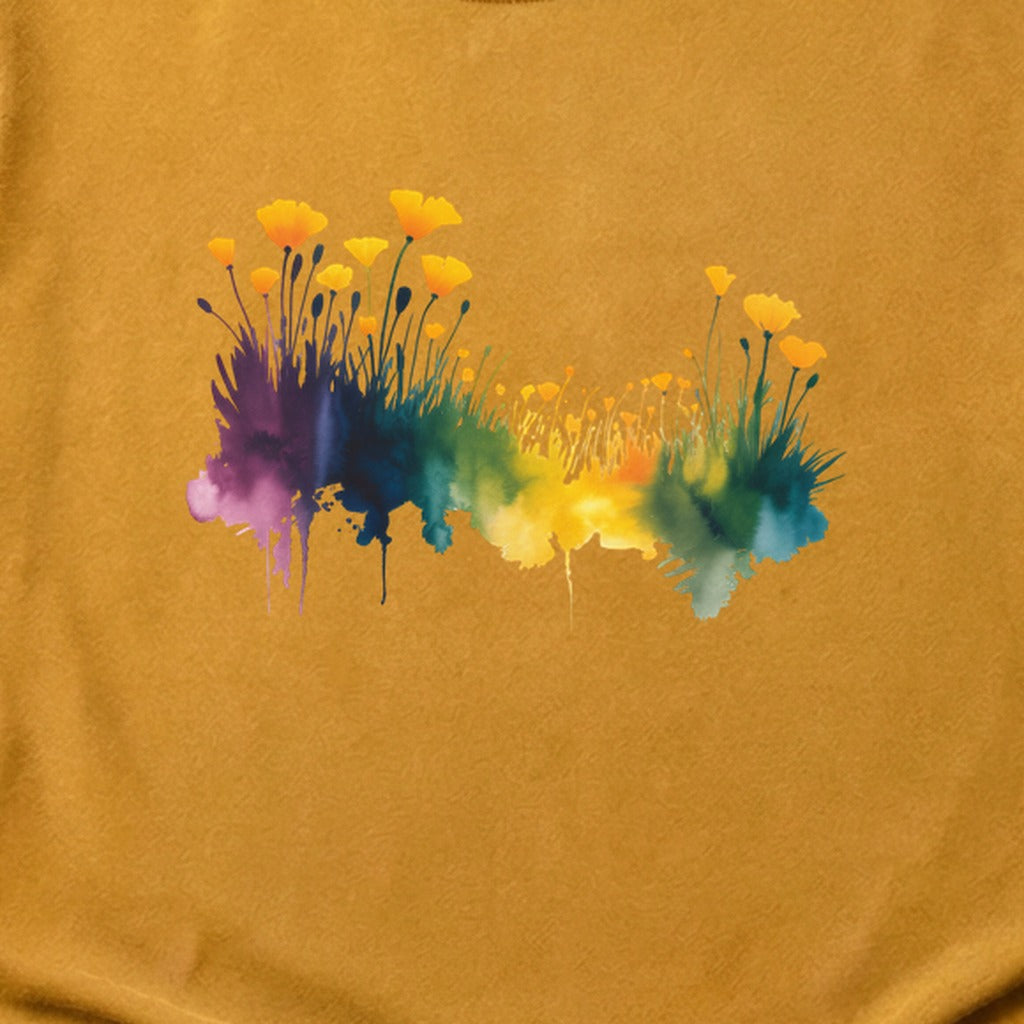 Watercolor Poppy Field Cotton T-Shirt