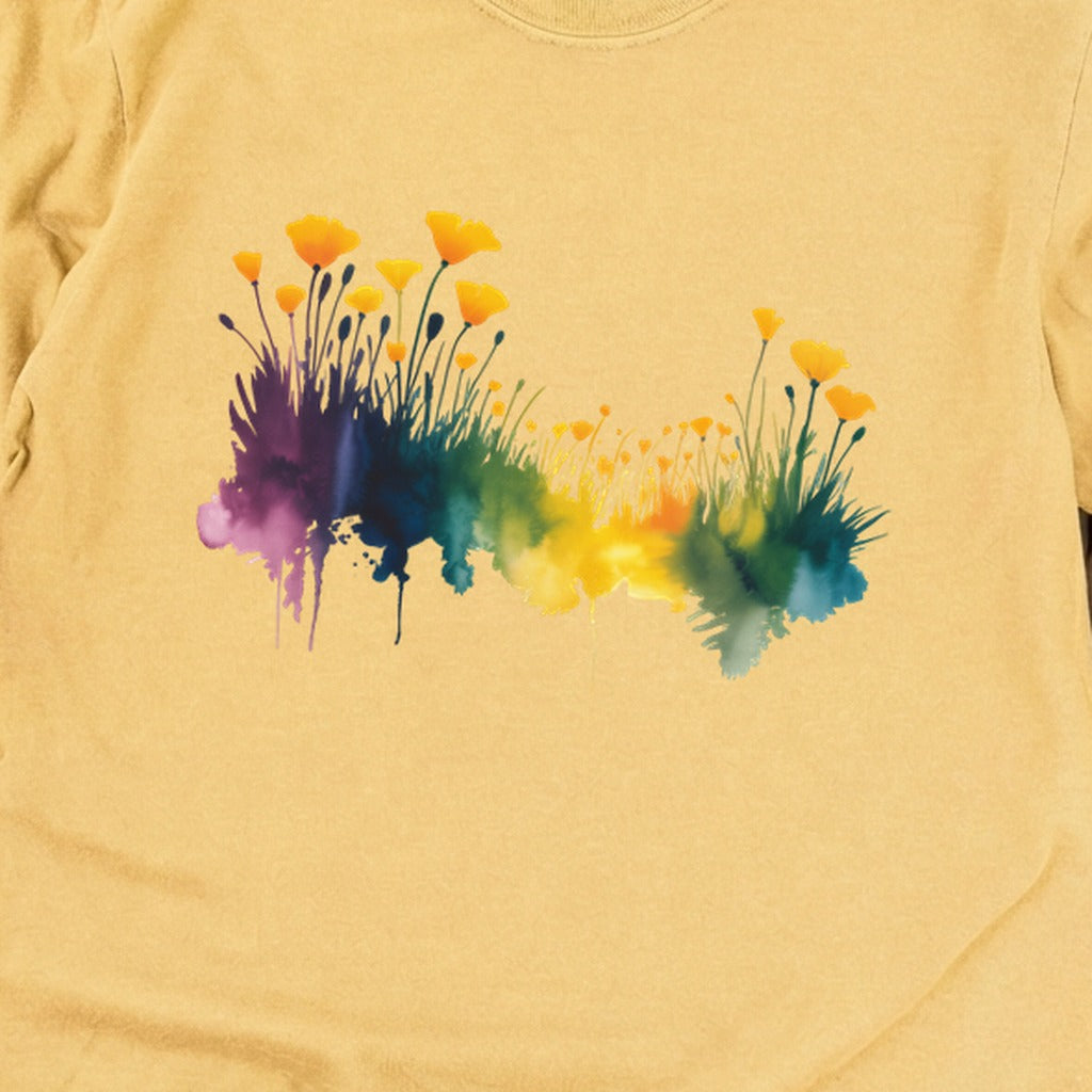 Watercolor Poppy Field Cotton Long Sleeve