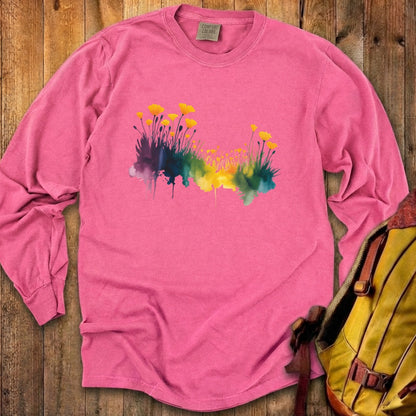 Watercolor Poppy Field Cotton Long Sleeve