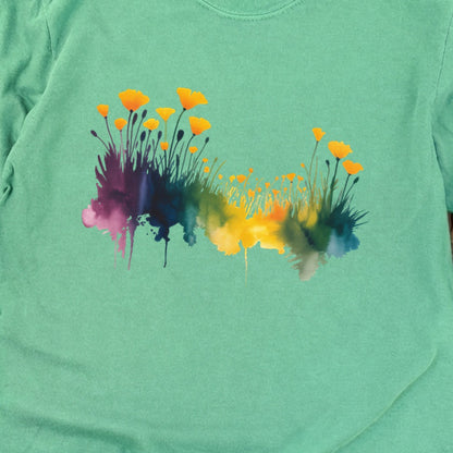 Watercolor Poppy Field Cotton Long Sleeve