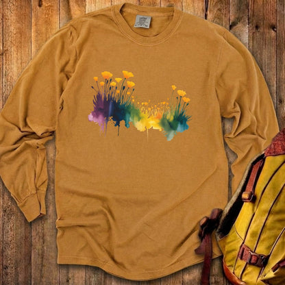 Watercolor Poppy Field Cotton Long Sleeve