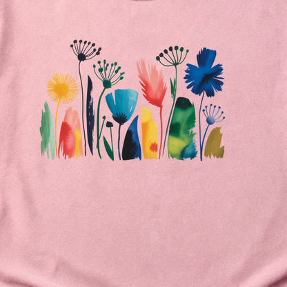 Watercolor Wildflower Meadow Cotton T-Shirt