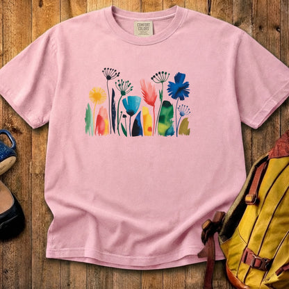 Watercolor Wildflower Meadow Cotton T-Shirt