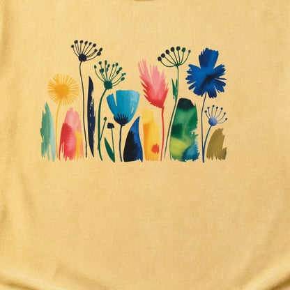 Watercolor Wildflower Meadow Cotton T-Shirt