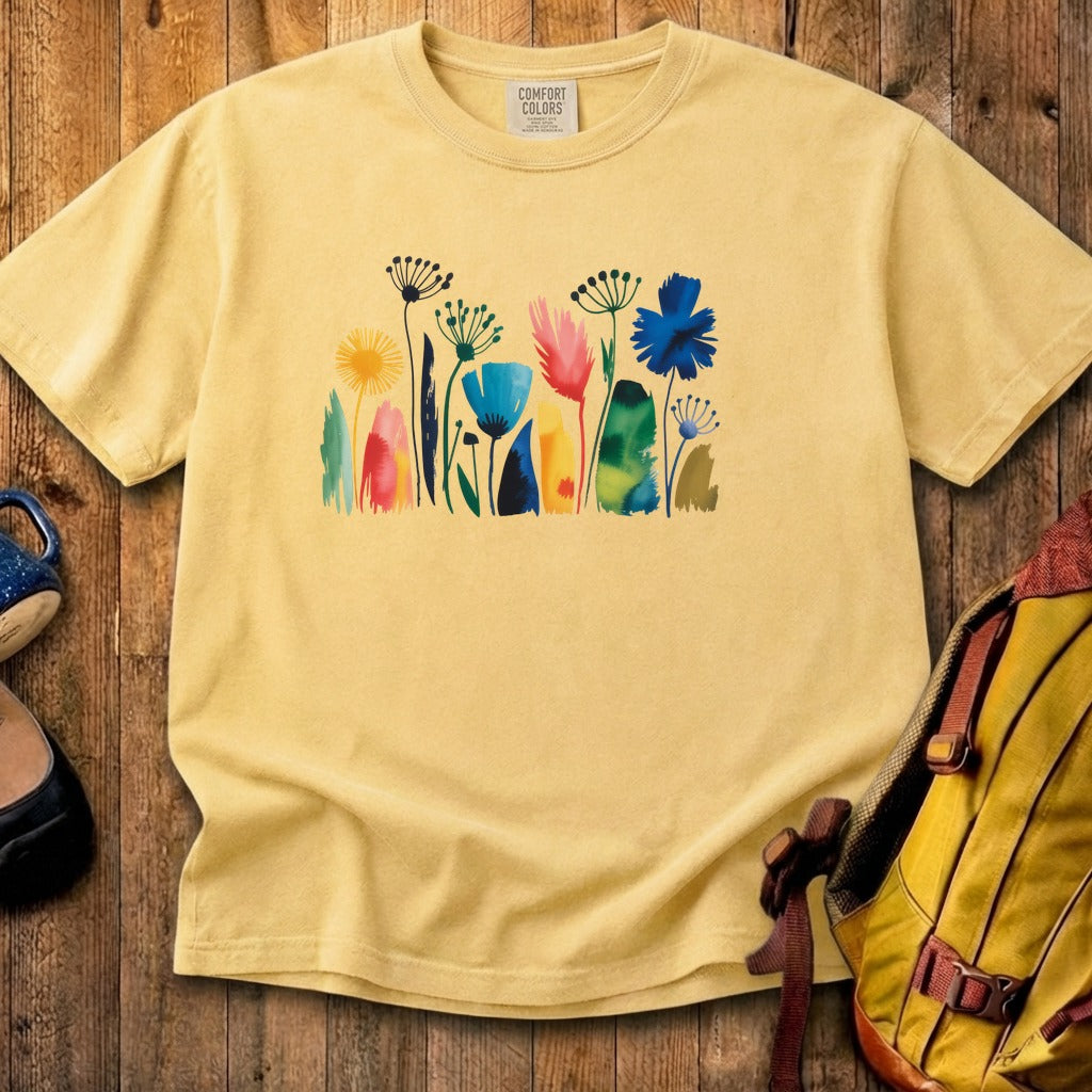 Watercolor Wildflower Meadow Cotton T-Shirt