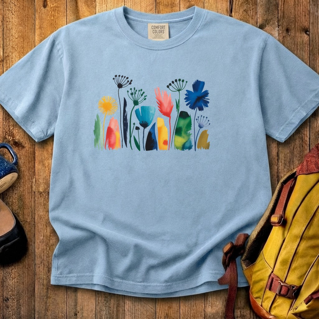 Watercolor Wildflower Meadow Cotton T-Shirt