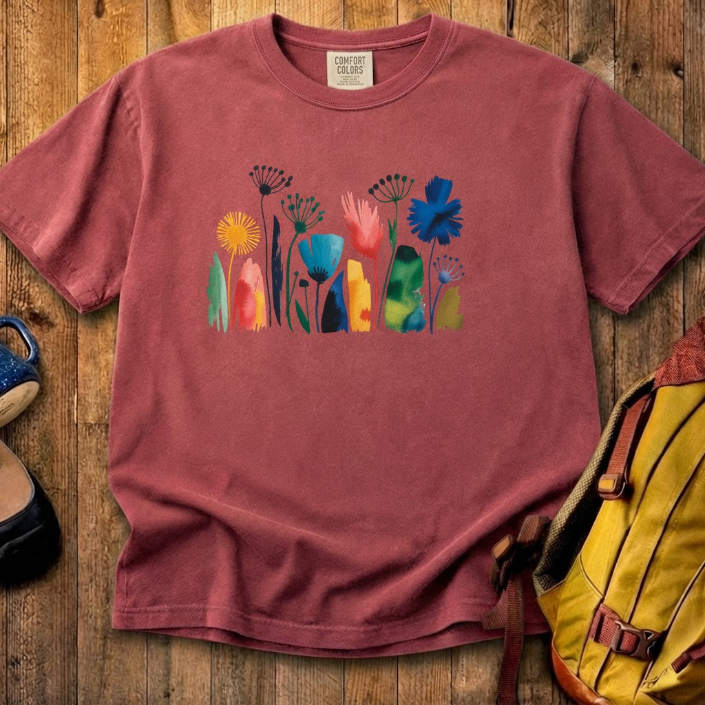 Watercolor Wildflower Meadow Cotton T-Shirt