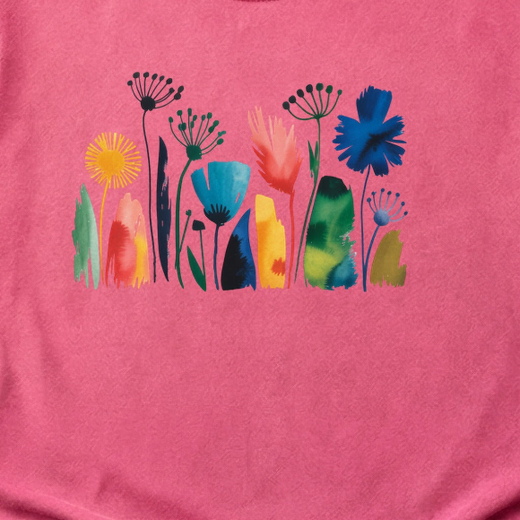 Watercolor Wildflower Meadow Cotton T-Shirt