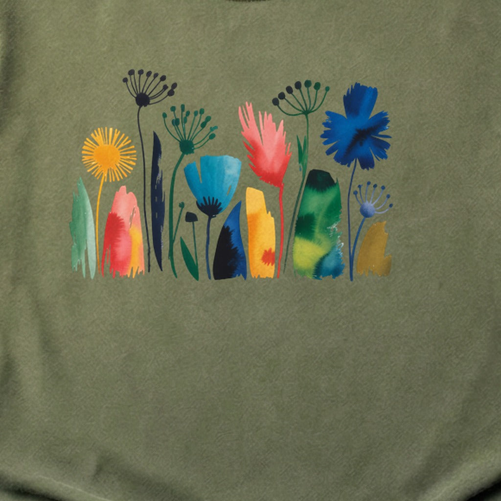 Watercolor Wildflower Meadow Cotton T-Shirt
