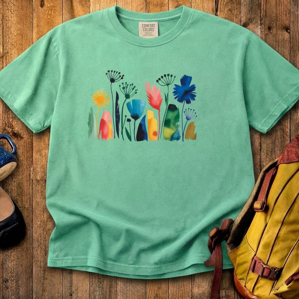 Watercolor Wildflower Meadow Cotton T-Shirt