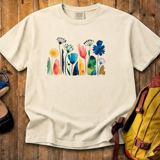 Watercolor Wildflower Meadow Cotton T-Shirt