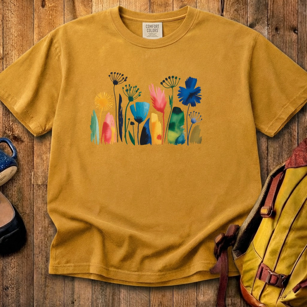 Watercolor Wildflower Meadow Cotton T-Shirt