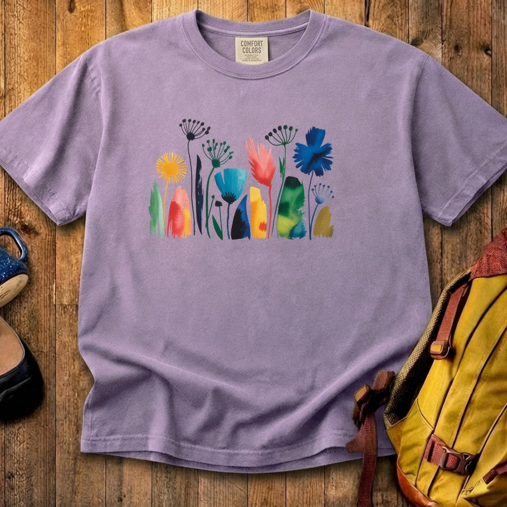 Watercolor Wildflower Meadow Cotton T-Shirt