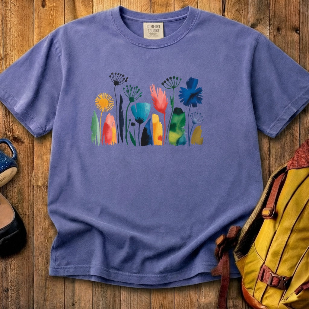 Watercolor Wildflower Meadow Cotton T-Shirt