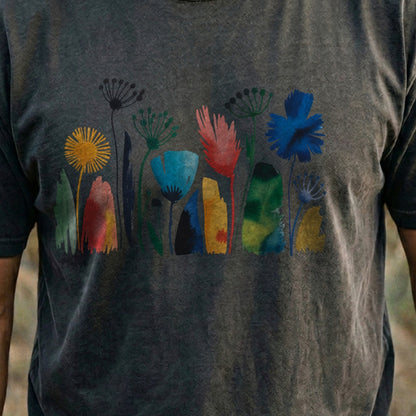 Watercolor Wildflower Meadow Cotton T-Shirt