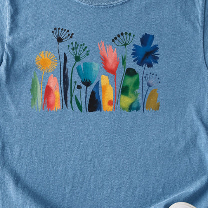 Watercolor Wildflower Meadow Kids Cotton T-Shirt