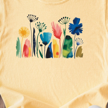 Watercolor Wildflower Meadow Kids Cotton T-Shirt