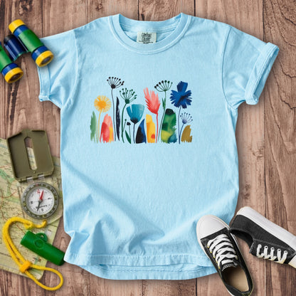 Watercolor Wildflower Meadow Kids Cotton T-Shirt