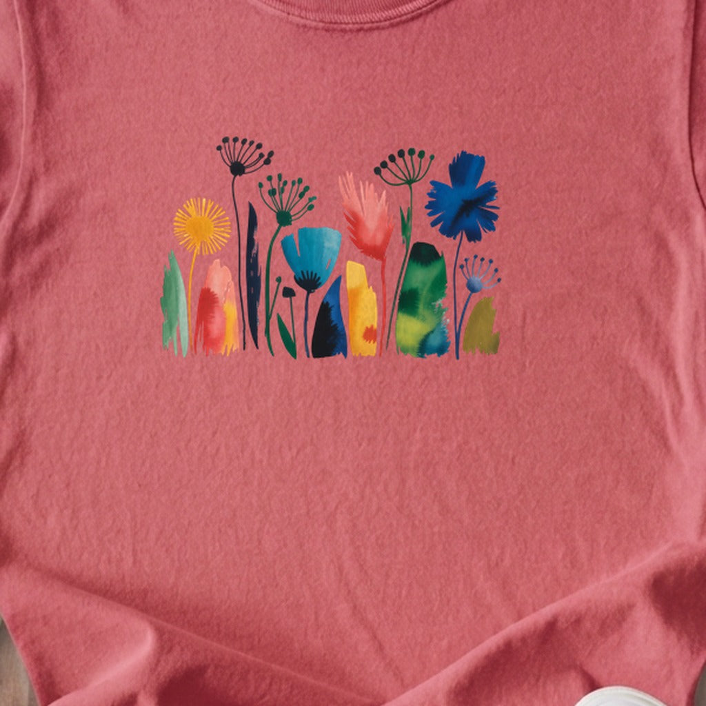 Watercolor Wildflower Meadow Kids Cotton T-Shirt