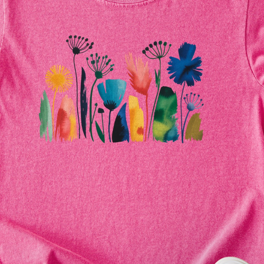 Watercolor Wildflower Meadow Kids Cotton T-Shirt