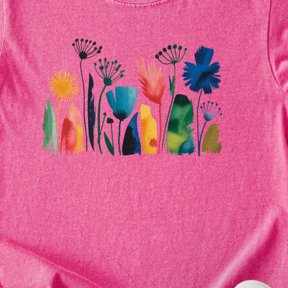 Watercolor Wildflower Meadow Kids Cotton T-Shirt