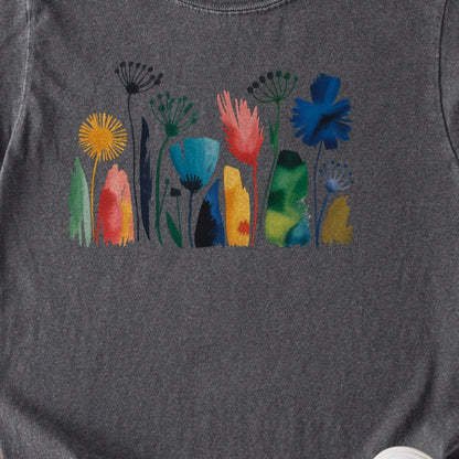 Watercolor Wildflower Meadow Kids Cotton T-Shirt