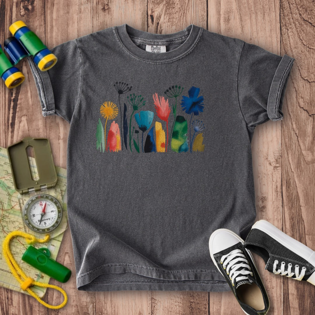 Watercolor Wildflower Meadow Kids Cotton T-Shirt