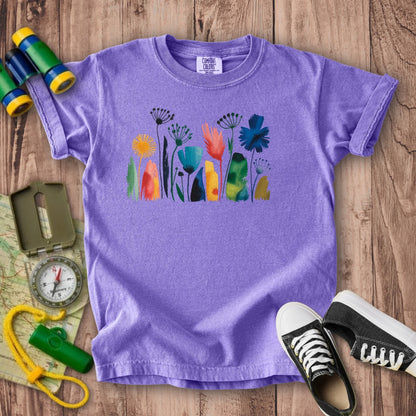 Watercolor Wildflower Meadow Kids Cotton T-Shirt