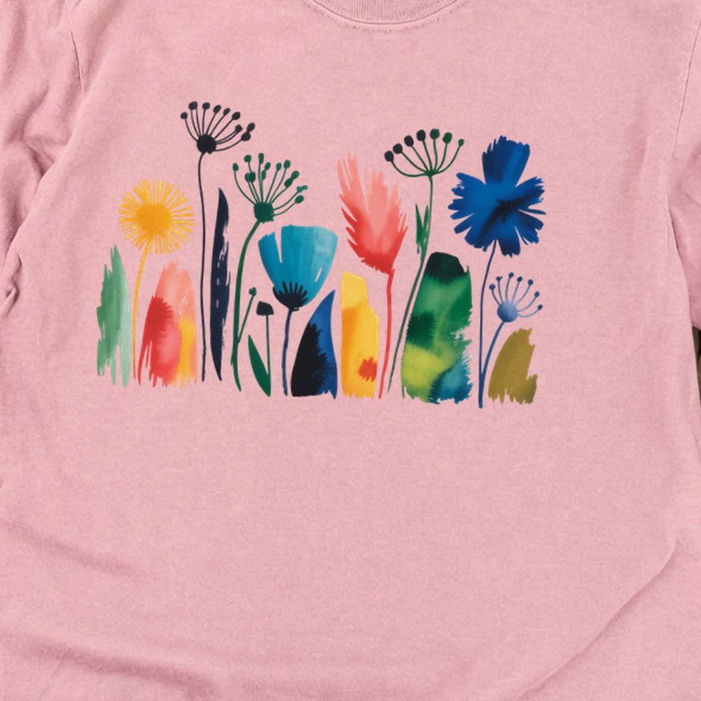 Watercolor Wildflower Meadow Cotton Long Sleeve