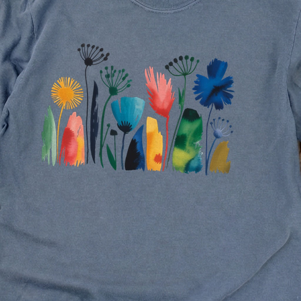 Watercolor Wildflower Meadow Cotton Long Sleeve