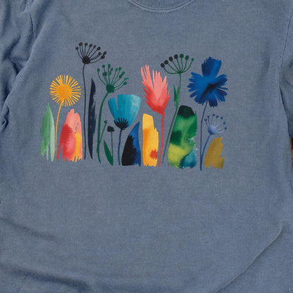Watercolor Wildflower Meadow Cotton Long Sleeve